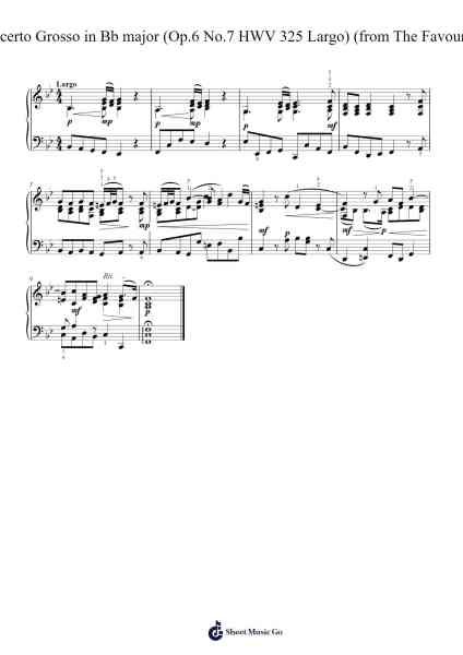 Concerto Grosso in Bb Op6 No7 - Largo Sheet Music by George Frideric Handel-Arr.Gekeith Fordkiel