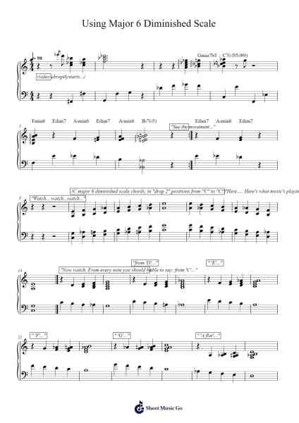 Using Major 6 Diminished Scale Sheet Music by Barry Harris-Arr.Odewyatt