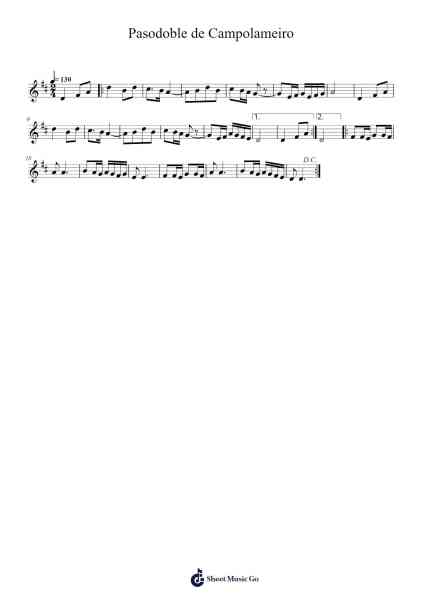 Pasodoble de Campolameiro Sheet Music by Manel Casal Cerviño-Arr.Fmar Geearl