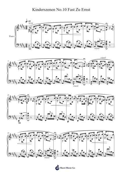 Kinderszenen No. 10 "Fast zu ernst" Sheet Music by Robert Schumann-Arr.Greenblack Xawilde