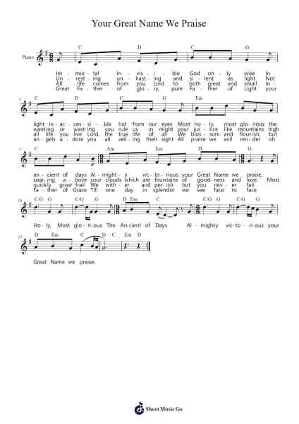Your Great Name We Praise Sheet Music by Bob Kauflin-Arr.Ninah