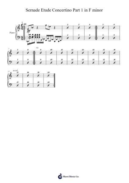 Sernade Etude Concertino Part 1 in F minor Sheet Music by Johann Sebastian Bach-Arr.Kirkmaltz