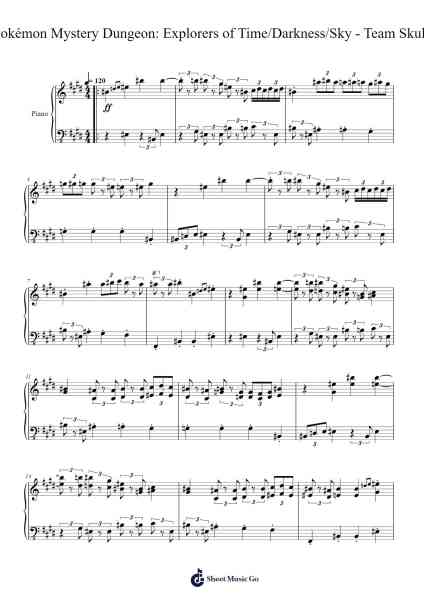 Pokémon Mystery Dungeon: Explorers of Time/Darkness/Sky - Team Skull Sheet Music by Arata Iiyoshi-Arr.Bardthea Faylotte