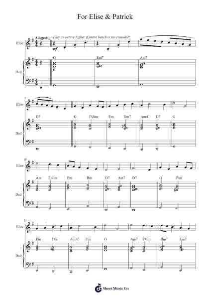 For Elise Sheet Music by James C. Ivy-Arr.Alickthodore
