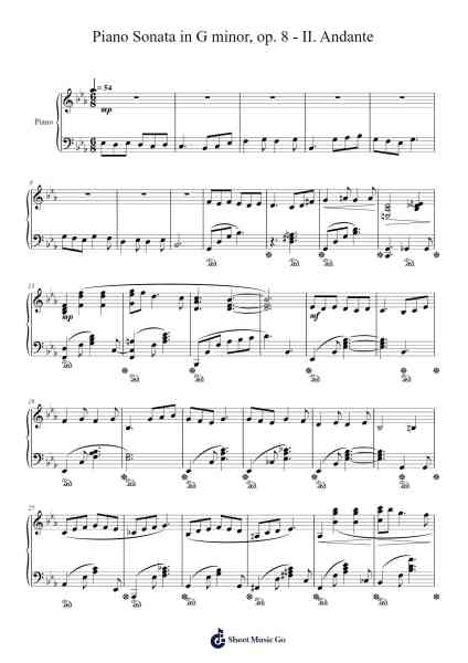 Piano Sonata in G Minor, Op. 8: II. Andante Sheet Music by Ian Lee-Arr.Fieldtein