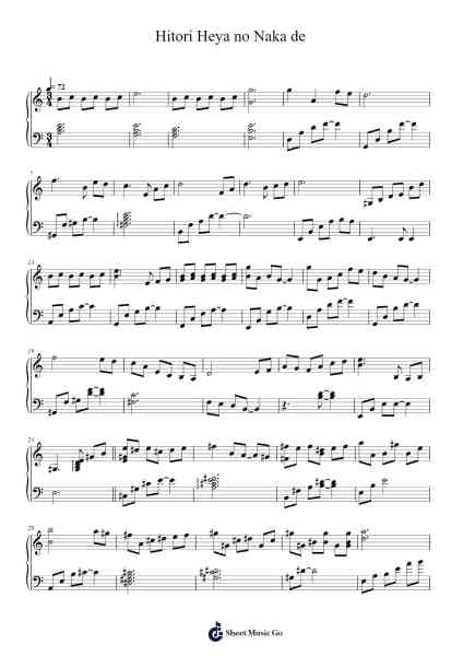 Hitori Heya no Naka de Sheet Music by Nana Grizol-Arr.Vogtthia