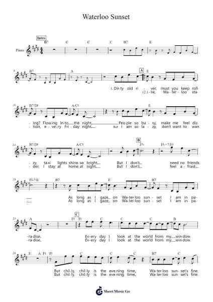 Waterloo Sunset Sheet Music by The Kinks-Arr.Griries