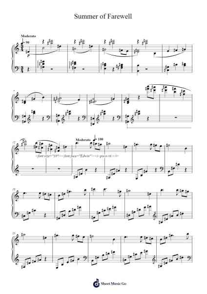 Summer of Farewell Sheet Music by Joe Hisaishi-Arr.Blyder