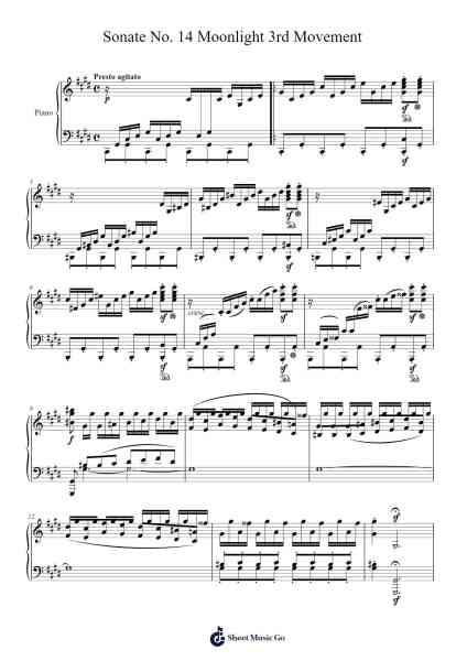 Piano Sonata No. 14 in C-Sharp Minor, Op. 27, No. 2 "Moonlight": III. Presto agitato Sheet Music by Ludwig van Beethoven-Arr.Stelgil Kaycia