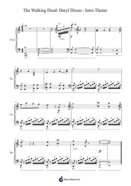 The Walking Dead: Daryl Dixon - Intro Theme Sheet Music by unknown composer-Arr.Jaboyle Erve
