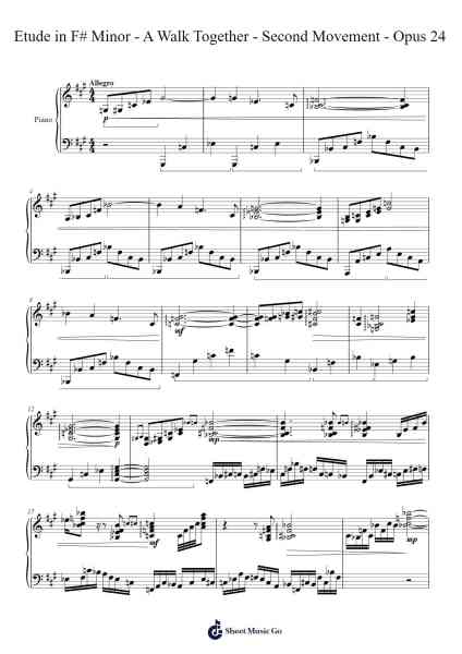 Etude in F# Minor "A Walk Together" - Second Movement, Opus 24 Sheet Music by DeveloperDom-Arr.Hagpold