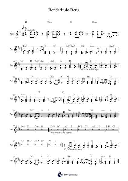 Bondade de Deus Sheet Music by Gosdra-Arr.Motbrow