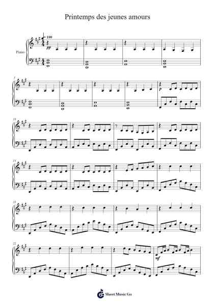 Printemps des jeunes amours Sheet Music by Zarbi-Arr.Bardtrid