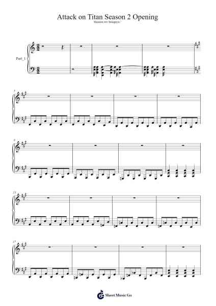 Attack on Titan Season 2 Opening Sheet Music by undefined-Arr.Corsay Parhys
