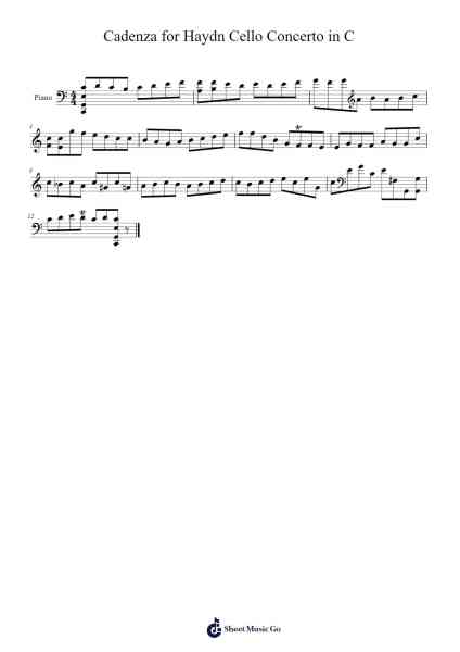 Cello Concerto in C Major, Hob. VIIb:1 - Cadenza by Mischa Maisky Sheet Music by Lynchdean Wolcia-Arr.Boycehe