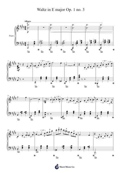 Waltz in E Major, Op. 1 No. 3 Sheet Music by Jatham-Arr.Fagee