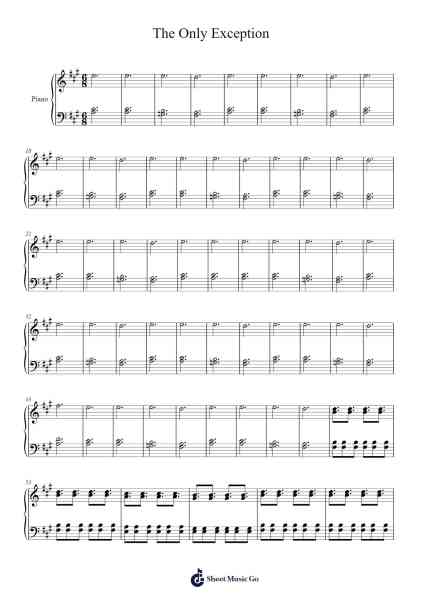 The Only Exception Sheet Music by Paramore-Arr.Xabott