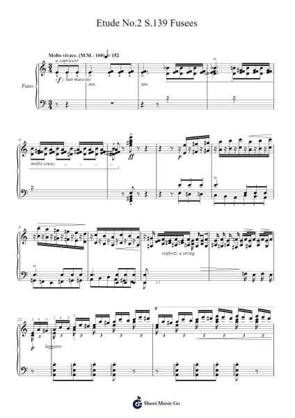 Etude No.2 "Fusees" from Grandes Études de Paganini, S. 139 Sheet Music by Franz Liszt-Arr.Mollkerr