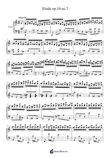 Etude op.10 no.7 Sheet Music by Frédéric Chopin-Arr.Keliot Hicksner