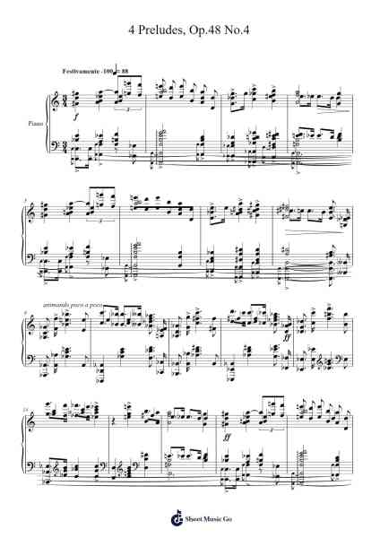 Prelude in E Minor, Op. 48 No. 4 Sheet Music by Alexander Scriabin-Arr.Hootus