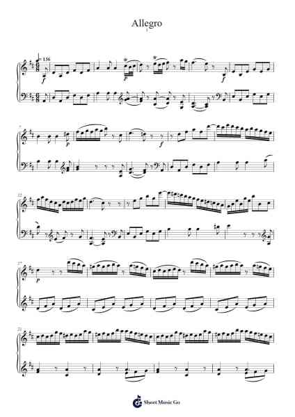 Piano Sonata No. 18 in D Major, K.576 Sheet Music by Wolfgang Amadeus Mozart-Arr.Duttraine