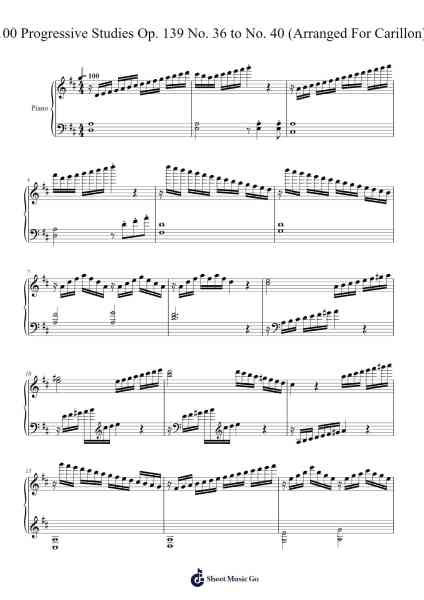 100 Progressive Studies, Op. 139: No. 36 to No. 40 Sheet Music by TheHymnPlayer01-Arr.Manlass