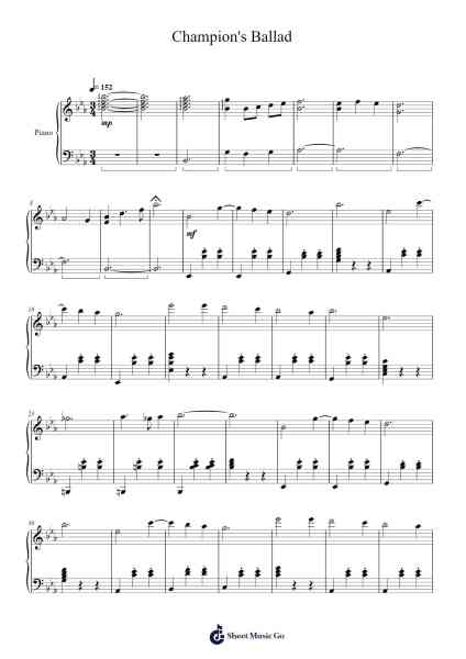 Champion's Ballad Sheet Music by Manaka Kataoka/Yasuaki Iwata/Hajime Wakai-Arr.Shirvien