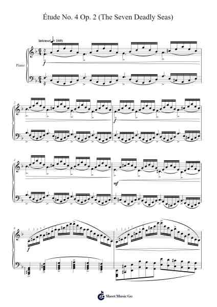 Étude No. 4 Op. 2 "The Seven Deadly Seas" Sheet Music by Jontier-Arr.Junechad
