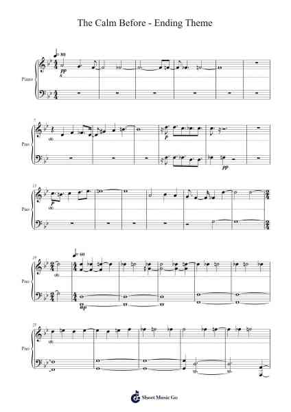 The Calm Before - Ending Theme Sheet Music by Bear McCreary-Arr.Gwenpritt Chillor