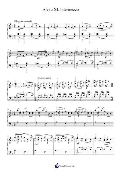 Aleko: No. 11 Intermezzo Sheet Music by Sergei Rachmaninoff-Arr.Shircent
