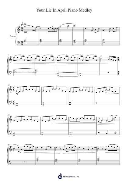 Your Lie In April Piano Medley Sheet Music by Masaru Yokoyama-Arr.Armlogg Maugvelt