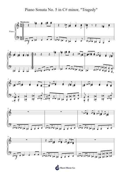 Piano Sonata No. 5 in C# Minor, "Tragedy", SC.5: II Sheet Music by Grayson F. Runge-Arr.Heca