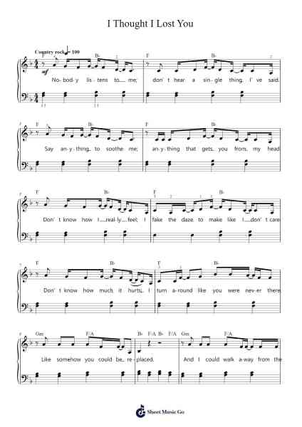 I Thought I Lost You Sheet Music by John Travolta/Miley Cyrus-Arr.Errist
