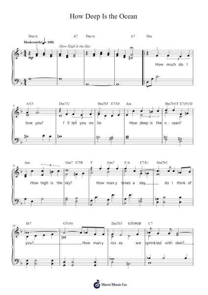 How Deep Is the Ocean Sheet Music by Irving Berlin-Arr.O'Neilgrey