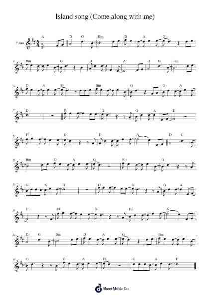 Island Song (Come Along with Me) Sheet Music by Ashley Eriksson-Arr.Yuleboyle Kingshous