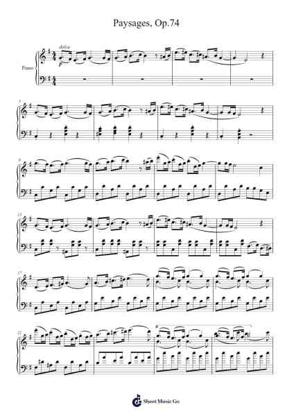 Paysages, Op.74 Sheet Music by klaudious-Arr.Carrnie