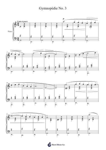 Gymnopédie No. 3 Sheet Music by Erik Satie-Arr.Yetlup Hoybird