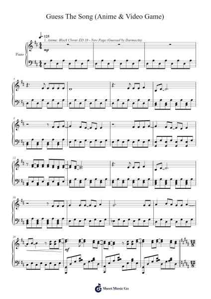 Guess The Song (Anime & Video Game) Sheet Music by Misc-Arr.Walmeo