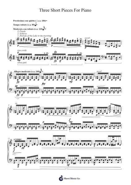 Three Short Pieces For Piano Sheet Music by Unknown author-Arr.Leamorse Tayh