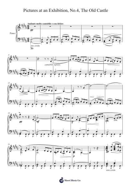 Pictures at an Exhibition: IV. The Old Castle Sheet Music by Modeste Petrovitch Moussorgski-Arr.Shawqe Bryy