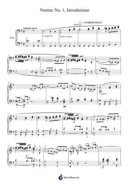 Norma: No. 1, Introduzione Sheet Music by Vincenzo Bellini-Arr.Bosphia Wisell
