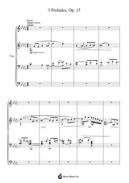 3 Preludes, Op. 15 Sheet Music by Matthew Wong-Arr.Hughgee