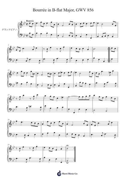 Bourrée in B-flat Major, GWV 856 Sheet Music by Christoph Graupner-Arr.Tenings
