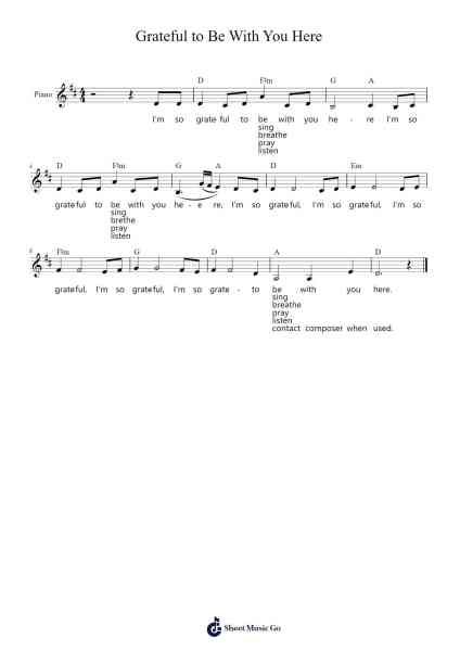 Grateful to Be With You Here Sheet Music by Pulhall Hanlap-Arr.Fagee