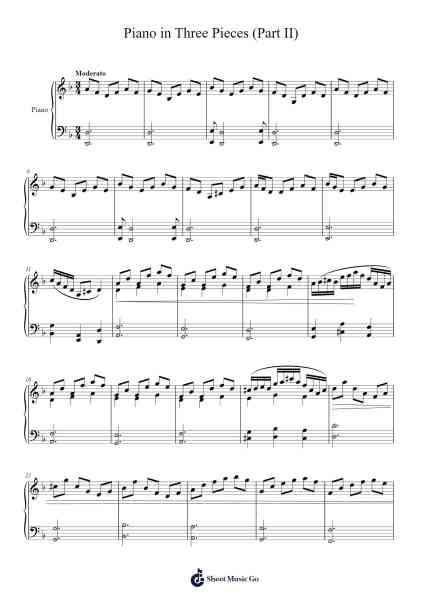 Piano in Three Pieces (Part II) Sheet Music by Jamesstone-Arr.Thornle