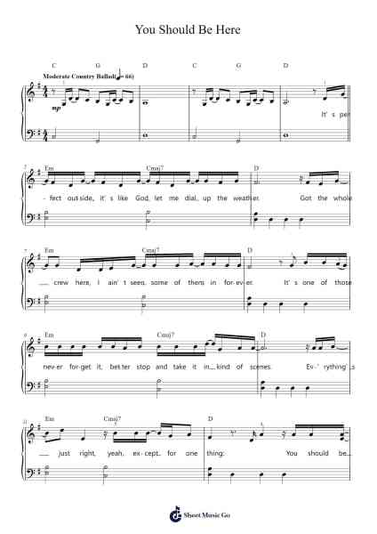 You Should Be Here Sheet Music by Cole Swindell-Arr.Kayrist