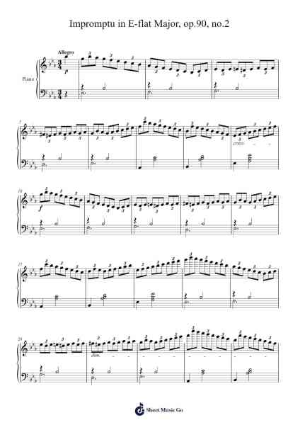 Impromptu in E-flat Major, Op. 90, No. 2 Sheet Music by Franz Schubert-Arr.Holmesney Cliffcol