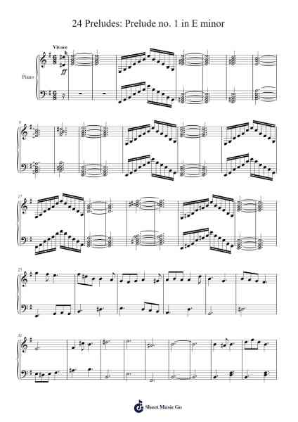 24 Preludes: Prelude no. 1 in E minor Sheet Music by Aaron6942-Arr.Cisraine