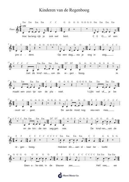 Kinderen van de Regenboog Sheet Music by K3/School Is Cool-Arr.Megreau Readeries