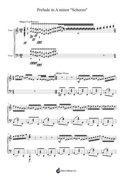 Prelude in A Minor "Scherzo" Sheet Music by Hentra Whitbart-Arr.Brewsfunk Kavan